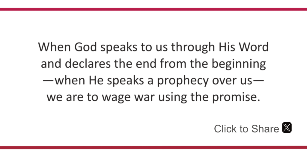 When God speaks to us through His word, we are to wage war with that promise.