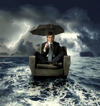 Man on stormy sea